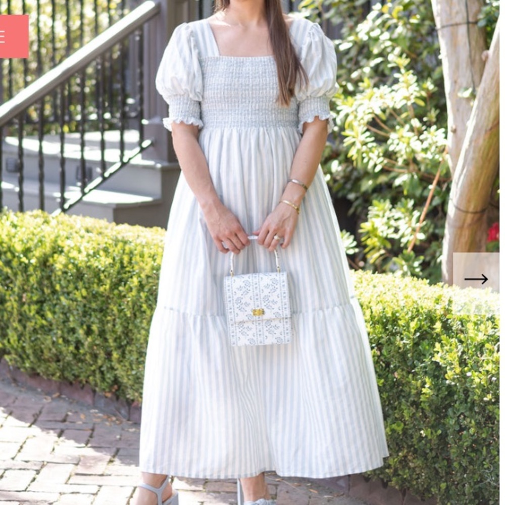 Dondolo Daphne Dress In Antoine Blue Stripe XS NWT